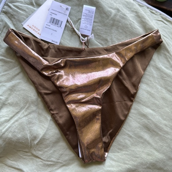 Good American Better Bikini Bottom in Mocha Foil - Picture 5 of 10
